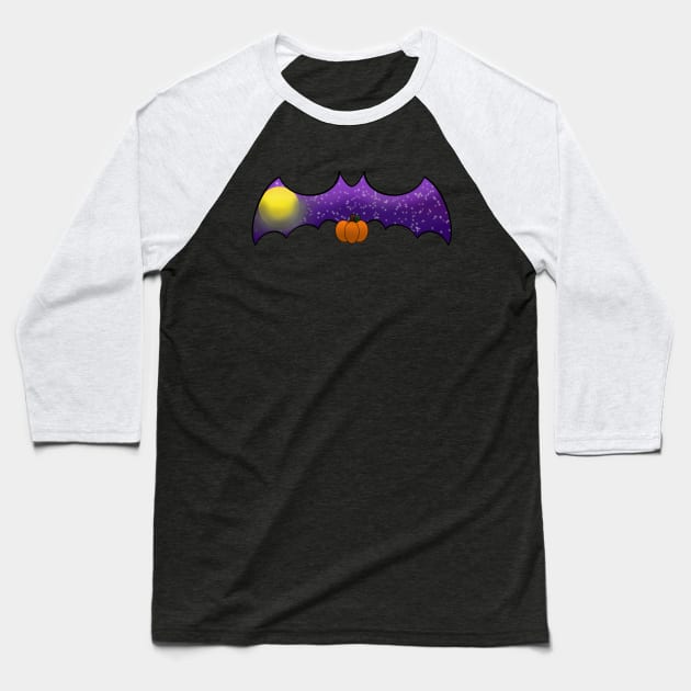 Bat in the Autumn Sky Baseball T-Shirt by Gumii Designs